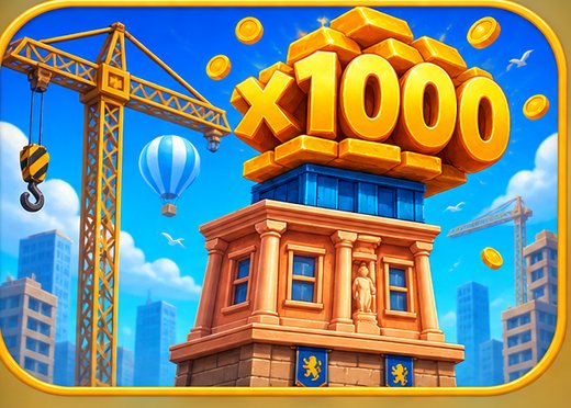 Multiplier x1000 boven op een toren in Tower Dash